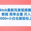 tiktok最新风景视频搬运教程 简单去重 月入30000+附全套工具
