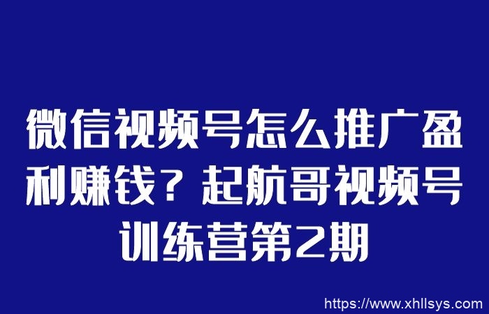 微信视频号怎么推广盈利赚钱？起航哥视频号训练营第2期（视频课程）