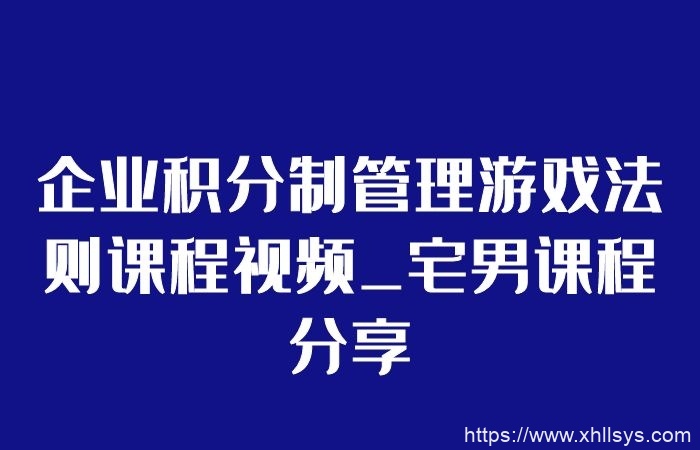 企业积分制管理游戏法则课程视频_宅男课程分享