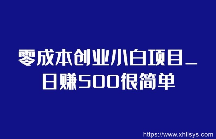 零成本创业小白项目_日赚500很简单