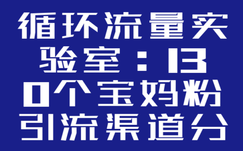 循环流量实验室：130个宝妈粉引流渠道分享