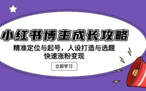 小红书博主系统教程：精准定位与起号\人设打造与选题\快速涨粉变现