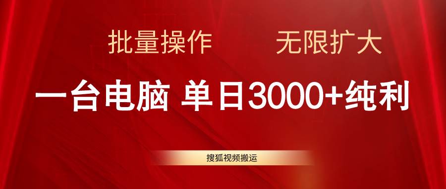 搜狐视频搬运，一台电脑单日3000+，批量操作，可无限扩大插图