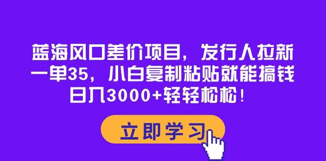 蓝海风口差价项目，发行人拉新，一单35，小白复制粘贴就能搞钱！日入3000+轻轻松松插图