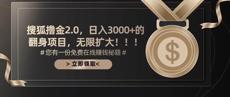 搜狐*金2.0日入3000+，可无限扩大的翻身项目插图