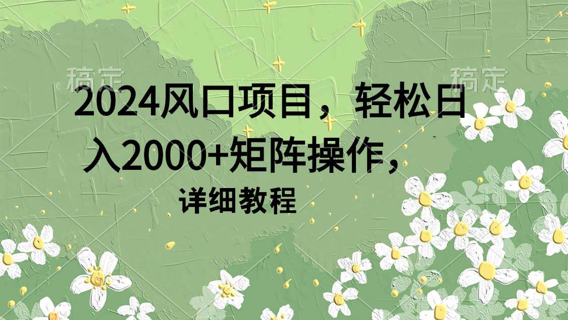 202*口项目，轻松日入2000+矩阵操作，详细教程插图