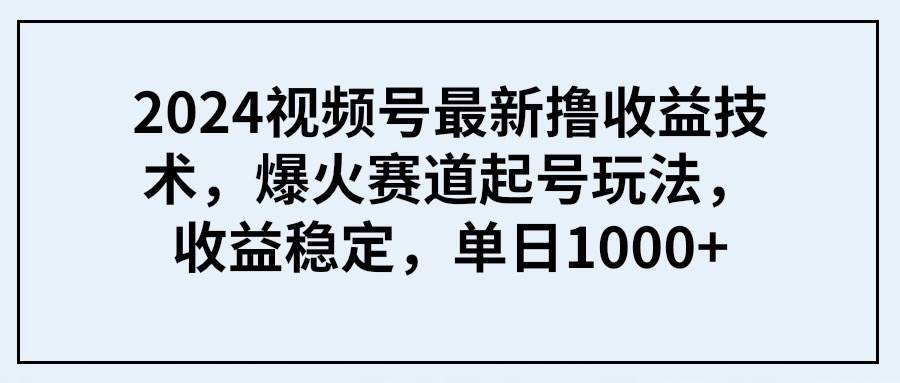 2024视频号最新*收益技术，爆火赛道起号玩法，收益稳定，单日1000+插图