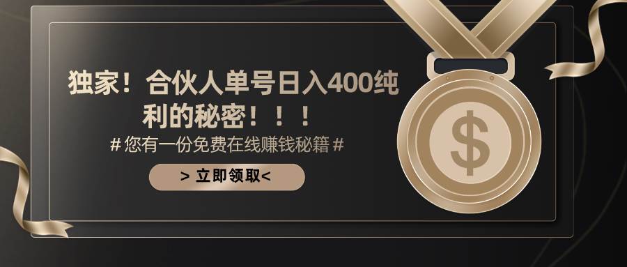 合伙人广告*金最新玩法，每天单号400纯利插图
