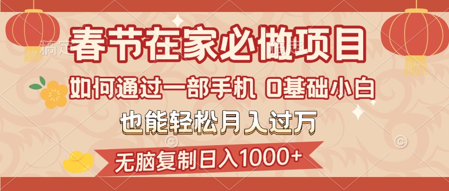 春节在家如何通过一部手机，无脑复制日入1000+，0基础小白也能轻松月入过万插图
