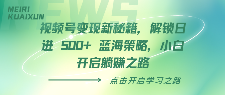 视频号变现新秘籍，解锁日进 500+ 蓝海策略，小白开启**之路插图