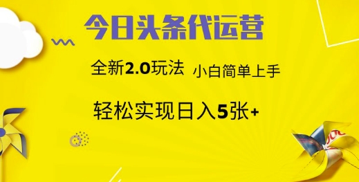 今日头条代运营项目 55分成 **月入3000+插图