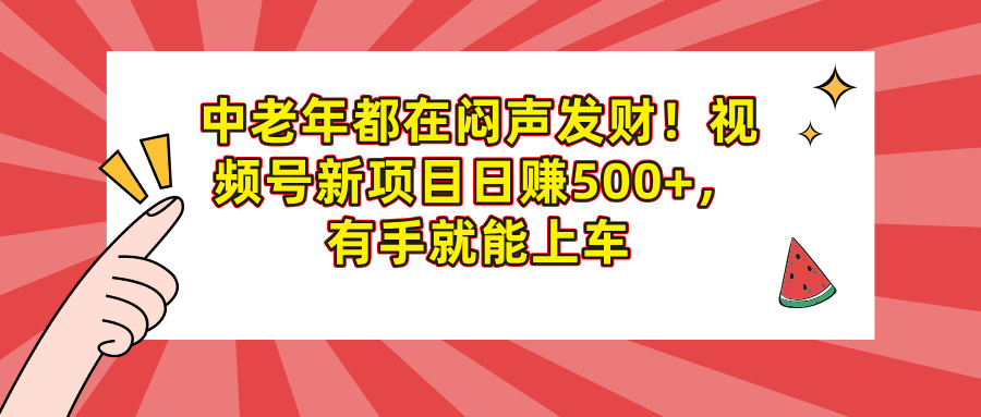 中老年都在闷声发财！视频号新项目日赚500+，有手就能上车插图