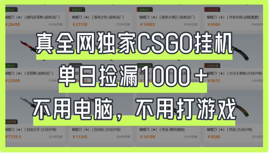 真全网独家CSGO**，单日捡漏1000+插图