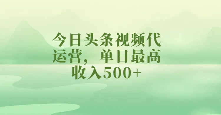 今日头条视频代运营，单日最高收入500+插图