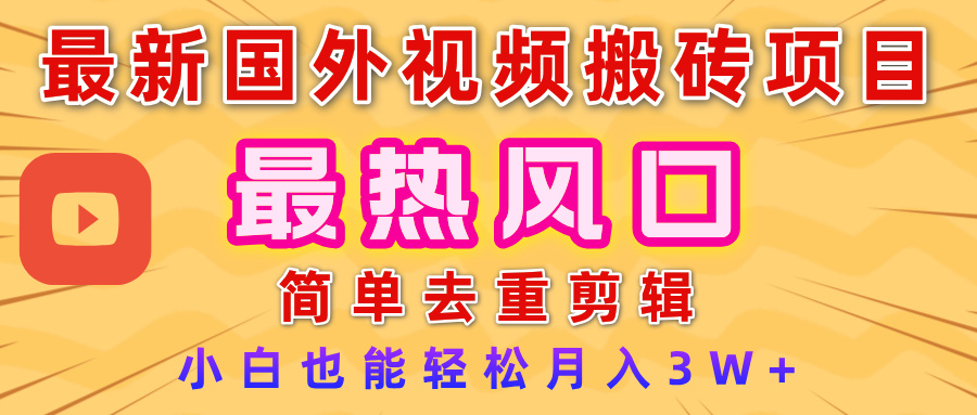 2025最新热门风口，国外视频搬砖项目，简单去重剪辑，小白也能轻松月入3W+插图