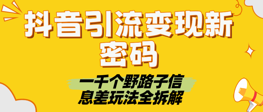 抖音引流变现新密码！一千个野路子信息差玩法全拆解插图