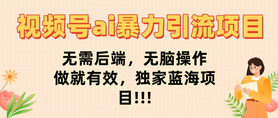 视频号ai暴力引流项目，无需后端，无脑操作，做就有效，独家蓝海项目!!!插图