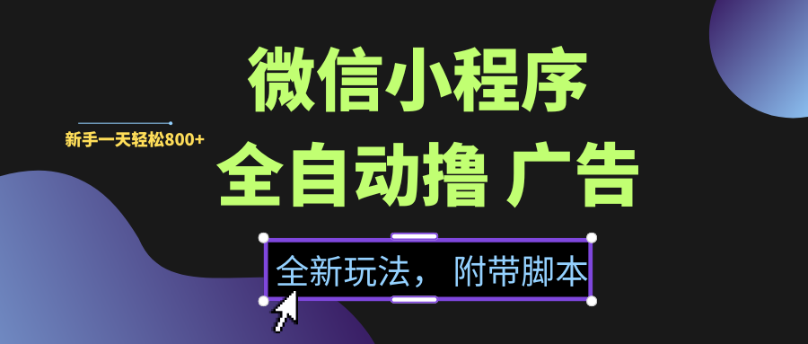 微信小程序***广告，全新玩法，新手一天轻松800+【附带脚本】插图