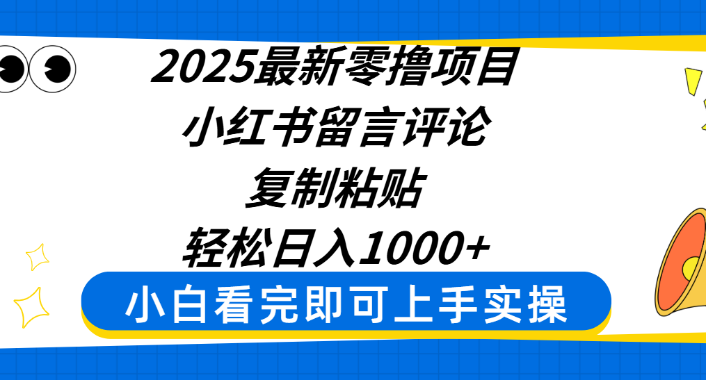 2025最新零*项目，小红书留言评论，复制粘贴即可赚钱，轻松日入1000+插图