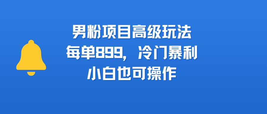 男粉项目高级玩法，每单899，冷门暴利，小白也可操作插图
