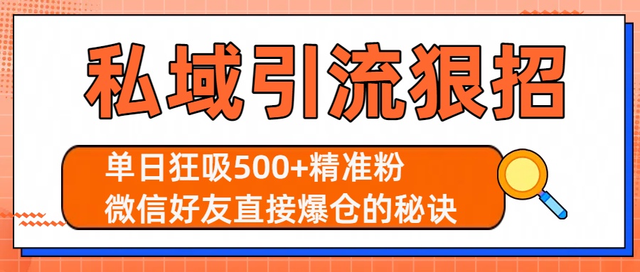 私域引流狠招：单日狂吸500+精准粉，微信好友直接爆仓的秘诀插图