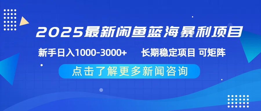 2025最新闲鱼蓝海暴利项目 ，新手日入1000-3000+ 长期稳定项目 可矩阵插图