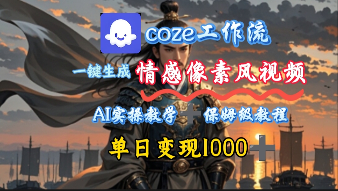 用coze工作流一键生成情感像素风视频，几分钟一条，单日变现500+插图
