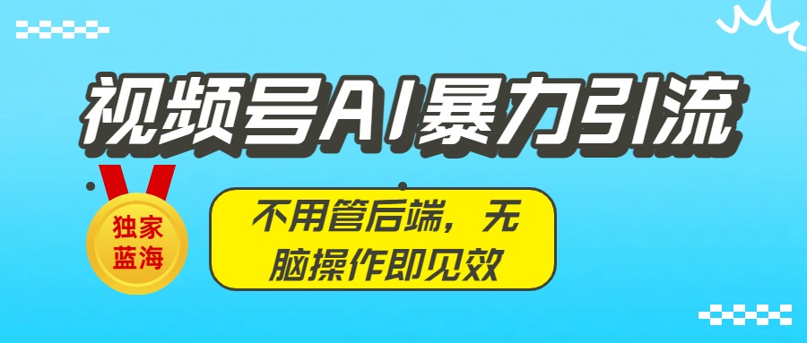 独家蓝海！视频号AI暴力引流：不用管后端，无脑操作即见效插图
