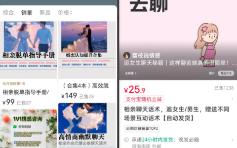 小红书卖相亲脱单指南和聊天话术，稳定变现