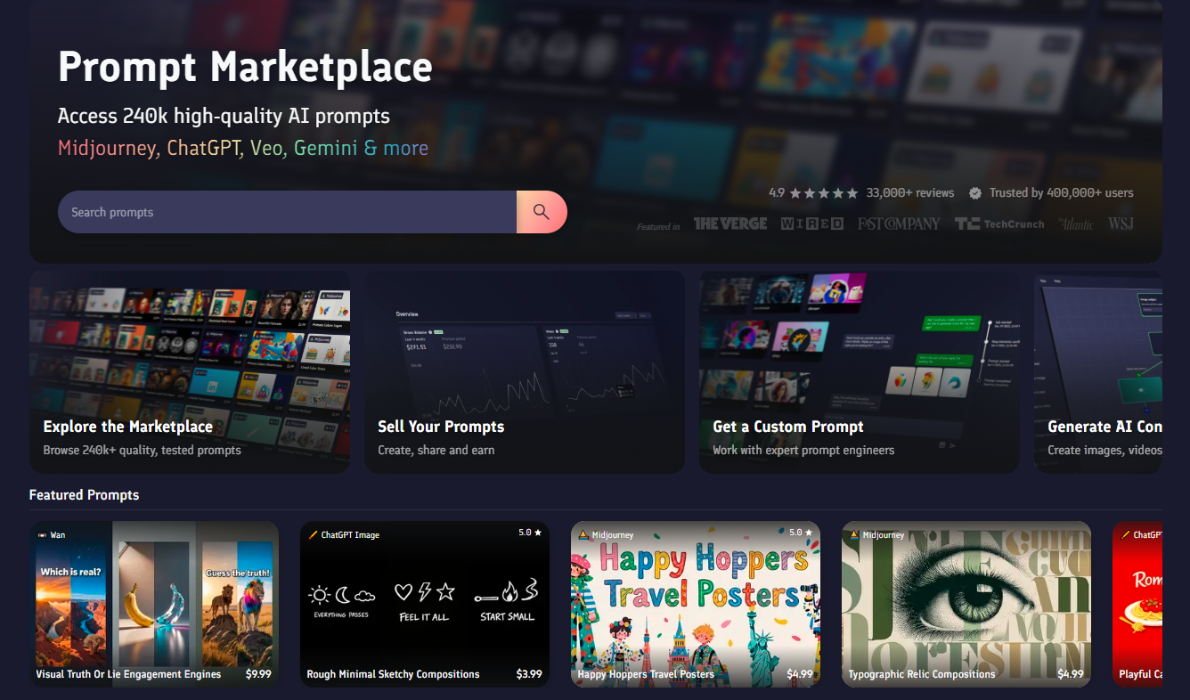 专门卖提示词的网站：promptbase.com