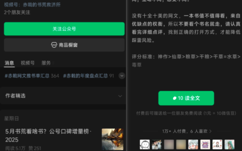 公众号推荐小说，流量主+打赏收益稳定