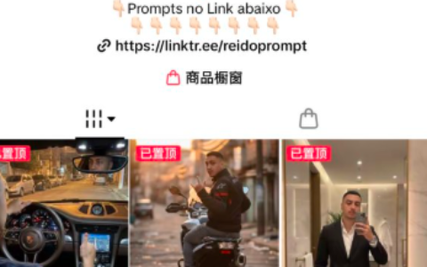 TK分享AI效果视频，引流到个人网站卖提示词和社群