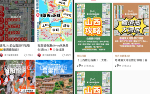 小红书卖山西旅游指南电子版，销量3500+